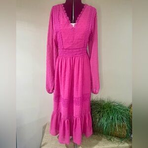 AQUA Elegant Pink Lace Dress size large